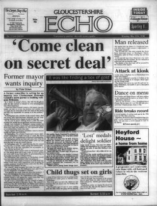 cover page of Gloucestershire Echo published on May 13, 1996