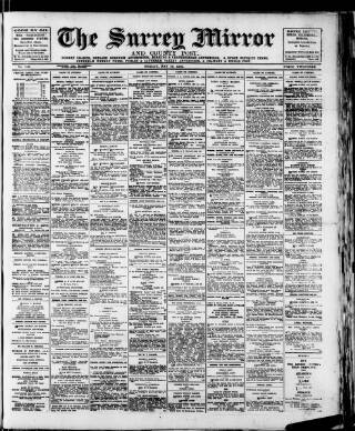 cover page of Surrey Mirror published on May 13, 1921