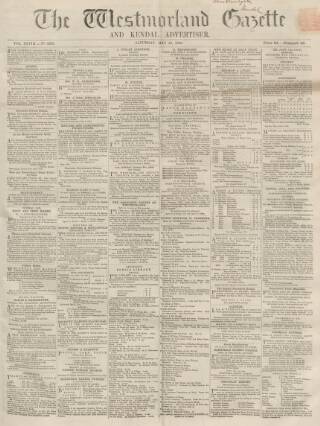 cover page of Westmorland Gazette published on May 13, 1865