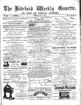 cover page of North Devon Gazette published on May 13, 1884
