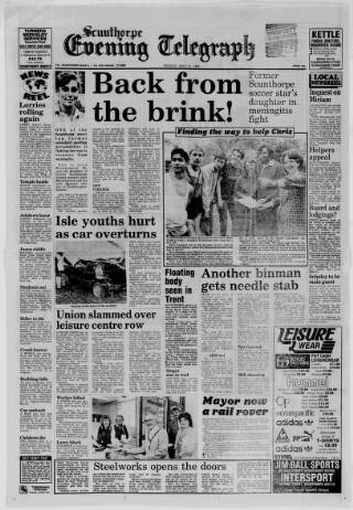 cover page of Scunthorpe Evening Telegraph published on May 13, 1988