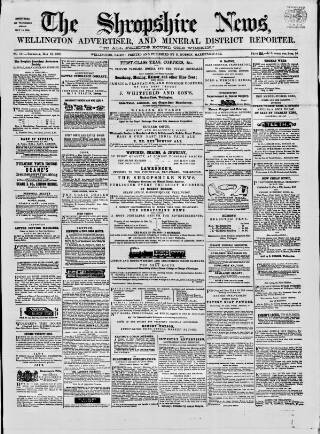 cover page of Shropshire News published on May 13, 1858