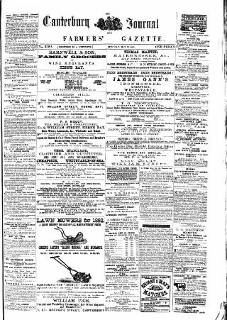 cover page of Canterbury Journal, Kentish Times and Farmers' Gazette published on May 13, 1882