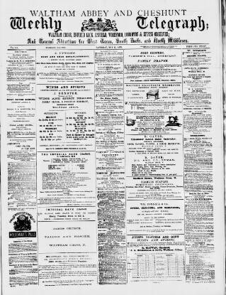 cover page of Waltham Abbey and Cheshunt Weekly Telegraph published on May 13, 1876