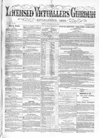 cover page of Licensed Victuallers' Guardian published on May 23, 1874