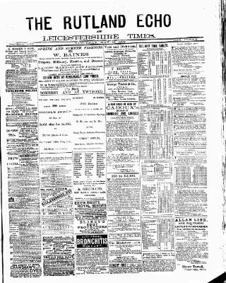 cover page of Rutland Echo and Leicestershire Advertiser published on May 13, 1882