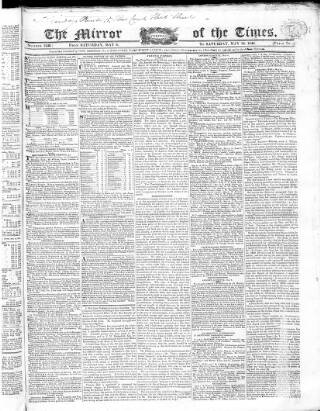 cover page of Mirror of the Times published on May 13, 1820