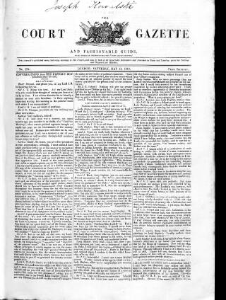 cover page of New Court Gazette published on May 13, 1843