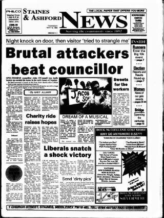 cover page of Staines & Ashford News published on May 13, 1993
