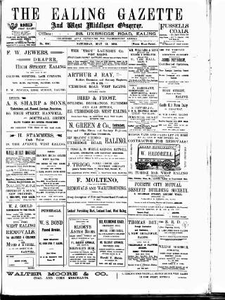 cover page of Ealing Gazette and West Middlesex Observer published on May 13, 1905