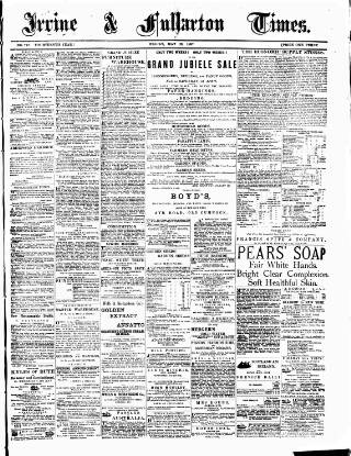 cover page of Irvine Times published on May 13, 1887