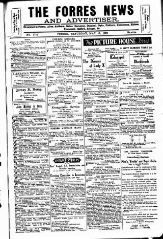 cover page of Forres News and Advertiser published on May 13, 1939