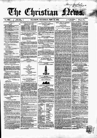 cover page of Christian News published on May 13, 1852