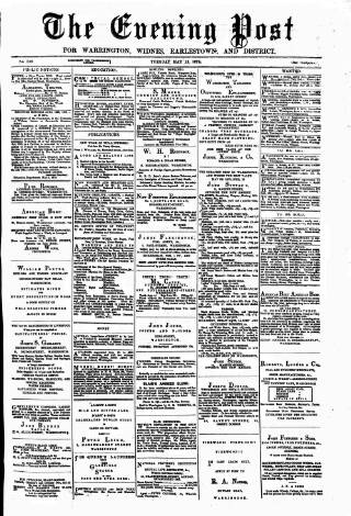 cover page of Warrington Evening Post published on May 13, 1879