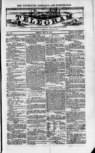 cover page of Weymouth Telegram published on May 13, 1870