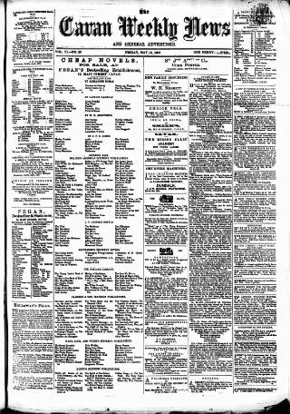 cover page of Cavan Weekly News and General Advertiser published on May 13, 1870