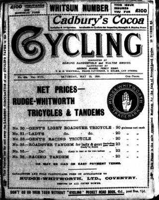 cover page of Cycling published on May 13, 1899