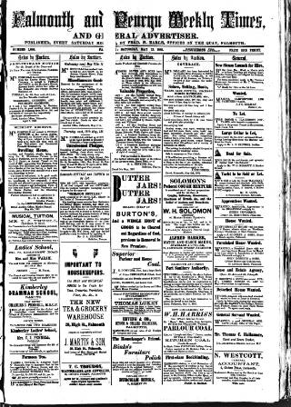 cover page of Cornish Echo and Falmouth & Penryn Times published on May 13, 1882