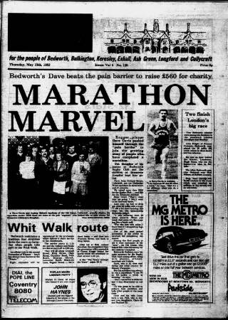 cover page of Bedworth Echo published on May 13, 1982