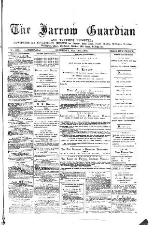 cover page of Jarrow Guardian and Tyneside Reporter published on May 13, 1876