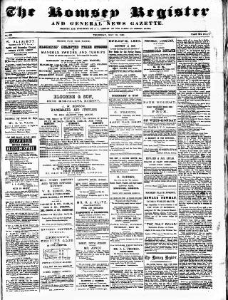 cover page of Romsey Register and General News Gazette published on May 13, 1880