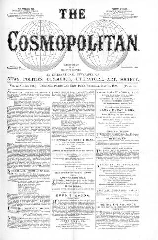 cover page of Cosmopolitan published on May 13, 1875