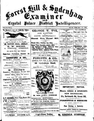 cover page of Forest Hill & Sydenham Examiner published on May 13, 1898