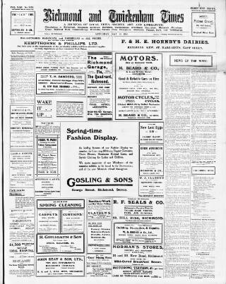 cover page of Richmond and Twickenham Times published on May 13, 1916