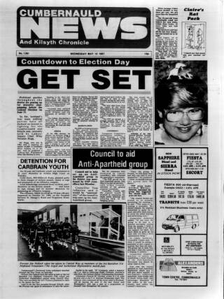 cover page of Cumbernauld News published on May 13, 1987