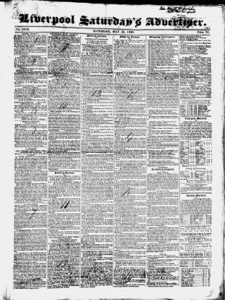 cover page of Liverpool Saturday's Advertiser published on May 13, 1826