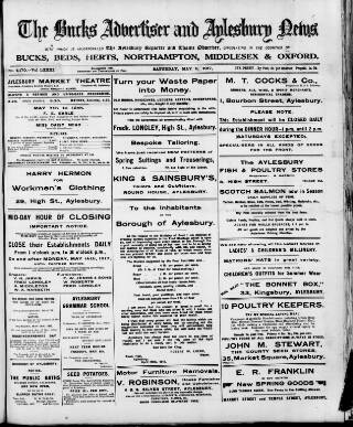 cover page of Bucks Advertiser & Aylesbury News published on May 5, 1917